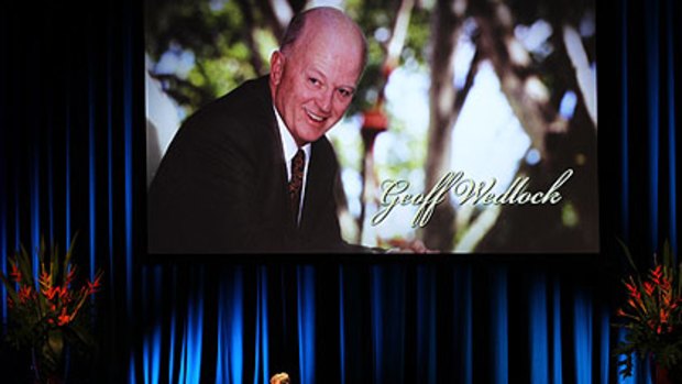 Peter Bullock delivers a eulogy to Geoff Wedlock at the Sundance Resources memorial service.