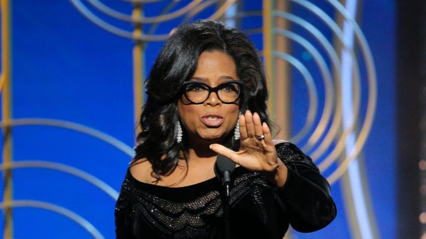 Oprah Winfrey at the Golden Globes 'singling out the world's little girls for her message'.