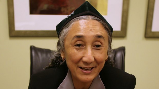 Uighur separatist leader Rebiya Kadeer speaks during an interview for Australian media in Washington on July 16, 2009.