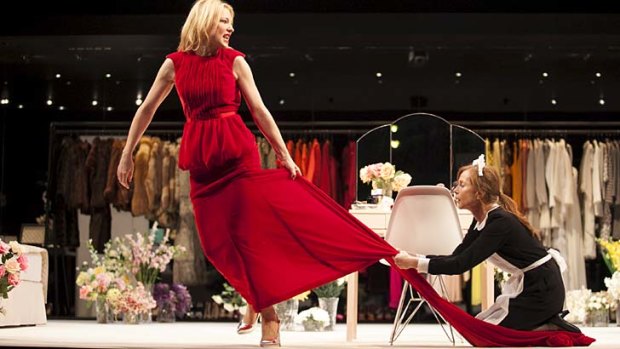 Cate Blanchett and Isabelle Huppert on stage in Sydney Theatre Company's <em>The Maids</em>.