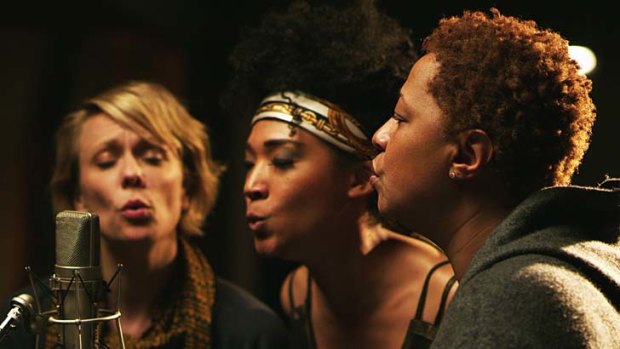 (From left) Jo Lawry, Judith Hill and Lisa Fischer in the documentary <i>Twenty Feet From Stardom</i>.