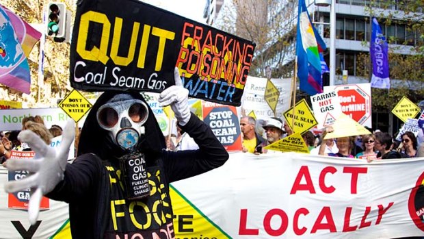 Taking a stand ... thousands rally against coal seam gas mining.