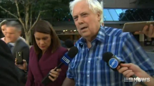 Clive Palmer arrives at the Federal Court in Brisbane.
