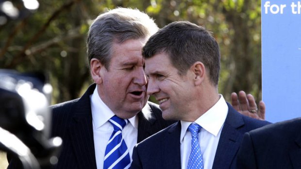 Dividends down ... Barry O'Farrell and Mike Baird.