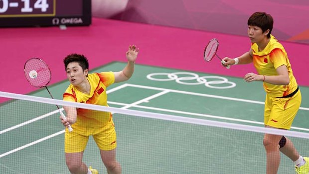 China's Wang Xiaoli, right, and Yu Yang