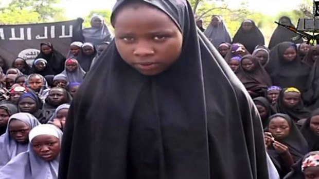 A still from the video from Boko Haram, which, it says, shows the kidnapped Nigerian schoolgirls.