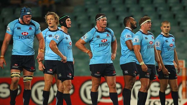 Where to from here .. Waratahs players during their shock loss to the Cheetahs.