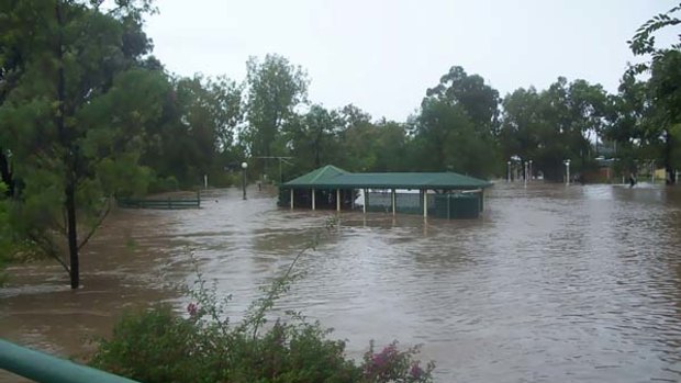 Myall Creek in Dalby, Queensland, where road access has been cut.
