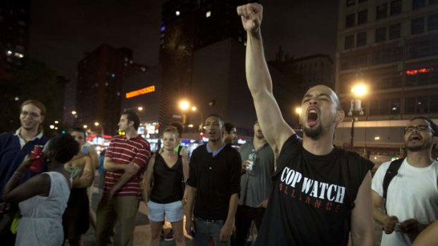 Protest: a man screams during a demonstration in New York.