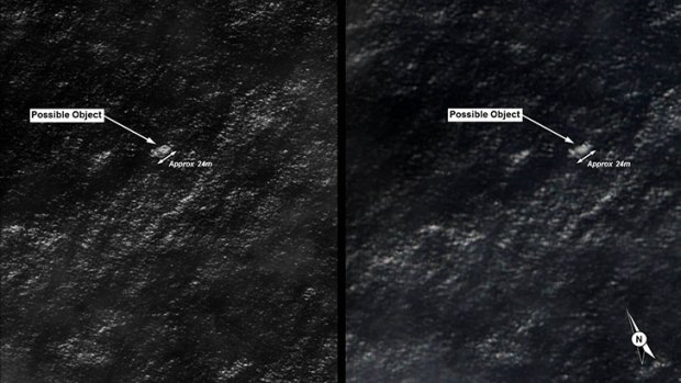 Imagery released by the Department of Defence showing the largest piece of potential wreckage.