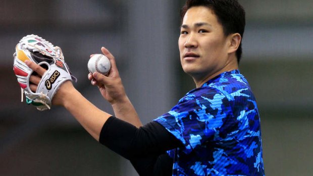 Japanese professional baseball pitcher Masahiro Tanaka of Rakuten Eagles.