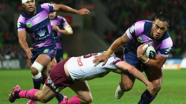 Rough around the edges: Storm winger Mahe Fonua is talented but his development is being hampered by the lack of a quality reserve-grade competition.