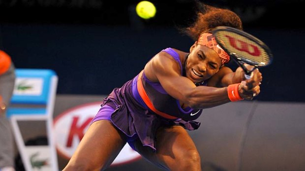 Mauling: Serena Williams dealt with Russian Maria Kirilenko in straight sets  6-2, 6-0 in their centre-court match on Monday night.