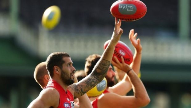 Bomber basher: Buddy Franklin prepares to inflict more pain on Essendon.