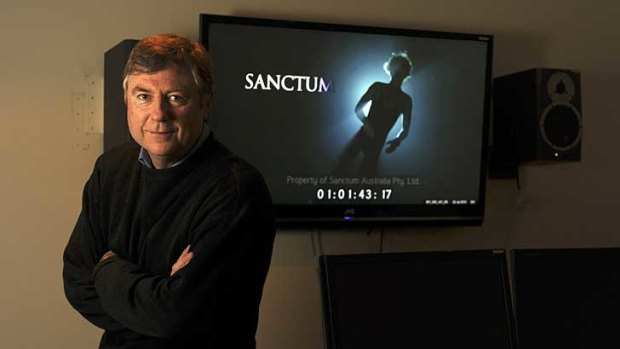 Andrew Wight, pictured in 2010 with a screen grab of his movie, <i>Sanctum</i>, died in a helicopter crash on the New South Wales south coast.