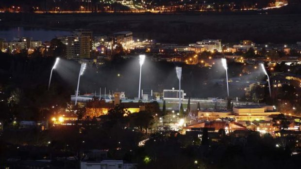 An artist's impression of the new lights at Manuka Oval.