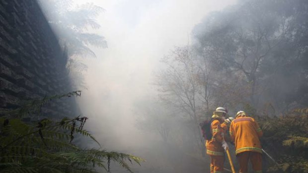 Firefighters at work in the Blue Mountains.