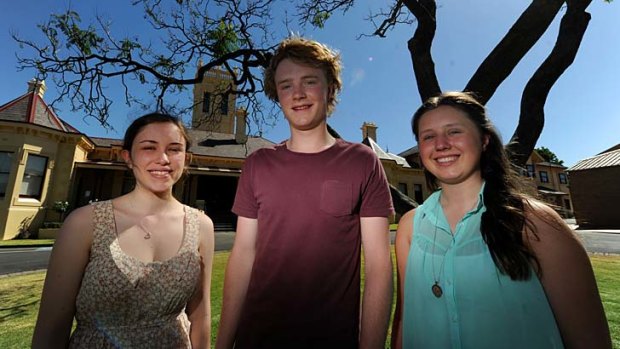 Students from St Leonard's college Kara Robinson, Ben Harris and Katie Punshon.