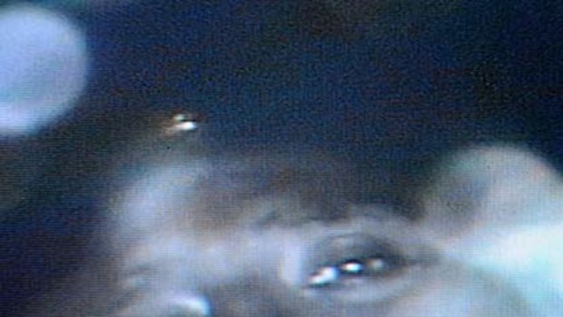Florencio Antonio Avalos Silva, one of 33 trapped miners, is seen during the first contact with a video camera after 17 days.
