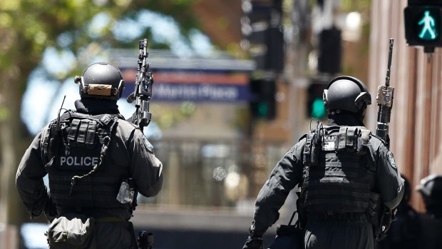 Police on high alert during the Martin Place siege.