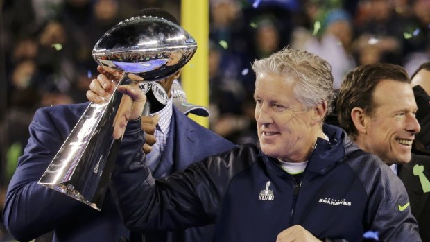"We'll see where it goes": Seattle Seahawks head coach Pete Carroll after his team's victory in the NFL Super Bowl in February.
