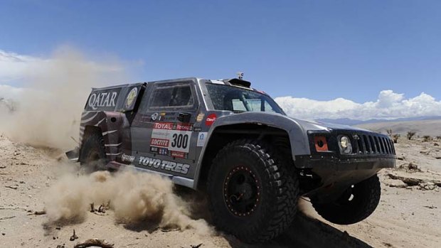 Qatar's Nasser Al-Attiyah steers his Hummer during Stage 5 of the 2012 Dakar between Chilecito and Fiambala, Argentina.