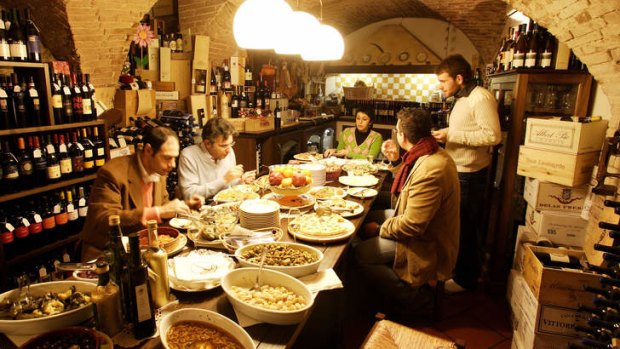 Umbrian bounty: antipasti in the kitchen of Circolo Enogastronomico Il Cavatappi in Perugia.