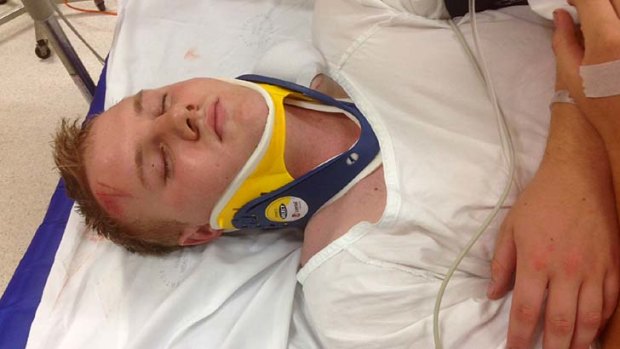 Out of coma: Alexander McEwen in hospital.
