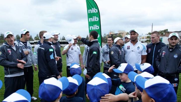 Time to shine &#8230; the NSW team at Coogee Oval yesterday for a children's rugby league clinic. The Blues have a week until the State of Origin series decider.