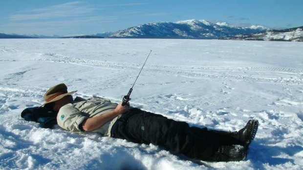 Tim the Yowie Man ice fishing in Canada - with thanks to Jesse Fink