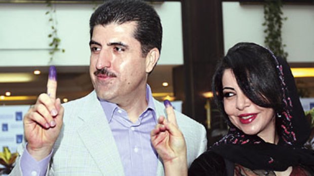 Yes we voted . . . Nechirvan Barzani and his wife Nabila.