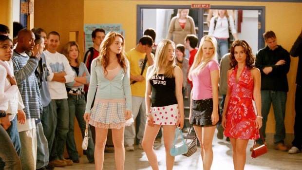 Scene from the hit flick <i>Mean Girls</i> written by Tina Fey and starring Lindsay Lohan, Amanda Seyfried, Rachel McAdams, and Lacey Chabert.
