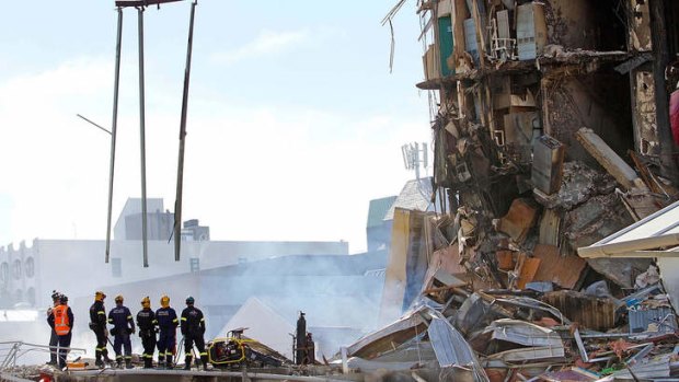 The collapsed CTV building in the centre of Christchurch.
