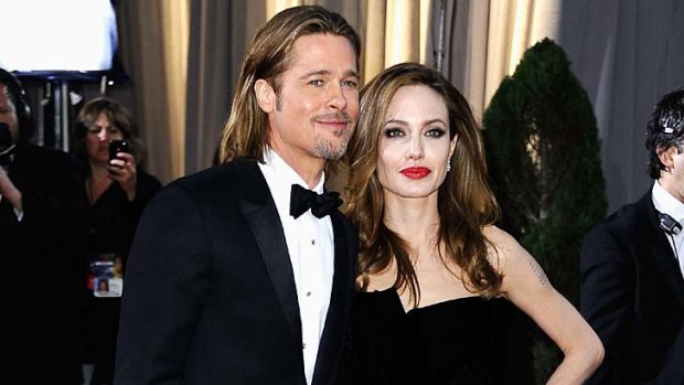 Officially engaged ... Brad Pitt and Angelina Jolie, pictured in Hollywood on February 26 this year.