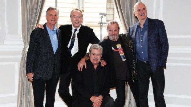 The surviving members of the original cast of the Monty Python comedy team (L-R) Michael Palin, Eric Idle, Terry Jones, Terry Gilliam and John Cleese,