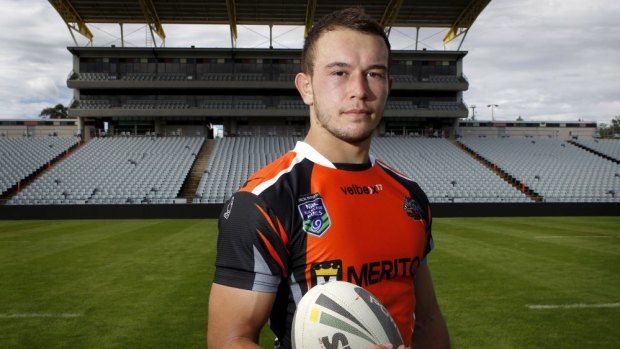 Honouring the memory of a mate: Wests Tigers fullback Kurtis Rowe.