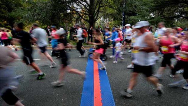 For age group competitors, the race starts when you cross the start line's electronic beacon.