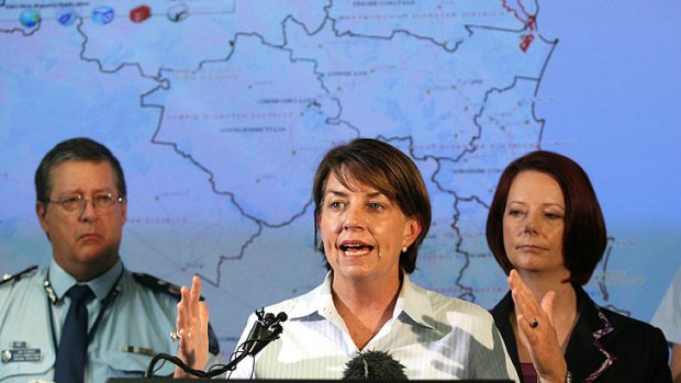 Anna Bligh fronts the media during last year's floods.
