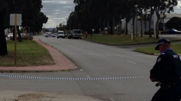 Police rope off the scene of the Welshpool accident in which a cyclist was killed in a hit and run.