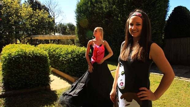 At home &#8230; Natalie Chapman with Brittany Scrivner modelling a creation by Chapman in her garden in Willoughby.