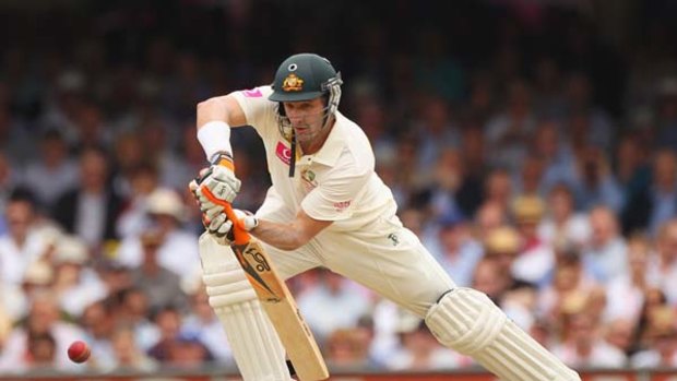 Michael Hussey bats during day two of the Fifth Test at the SCG.