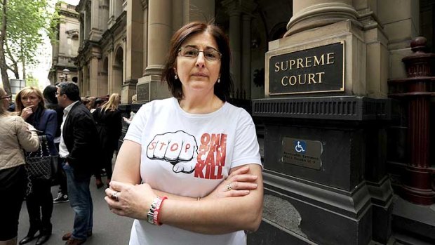 David Cassai's mother, Caterina Politi, outside the Supreme Court.