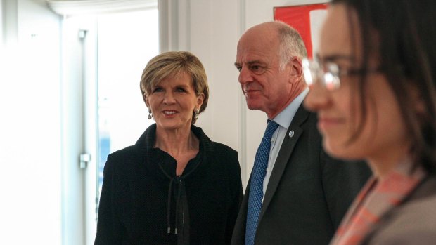 Foreign Minister Julie Bishop with David Nabarro, then UN secretary-general's special envoy on Ebola in New York, November 2014.