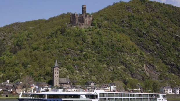 The Avalon Expression passes Maus Castle on the Rhine.