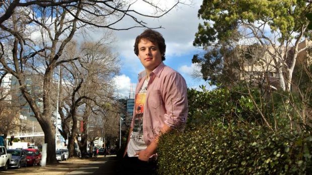 Matthew Thomas, 20, pictured outside Melbourne University, has sided with the Greens over asylum seekers.