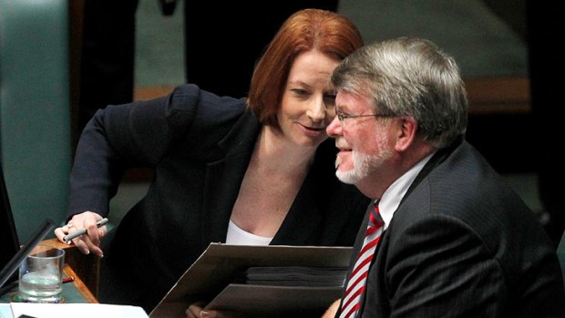 In mid natter: PM Julia Gillard with Speaker Harry Jenkins.