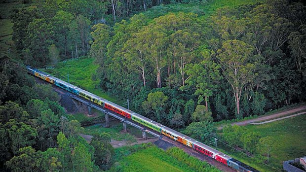 Judy Watson artwork on a Queensland tilt train.