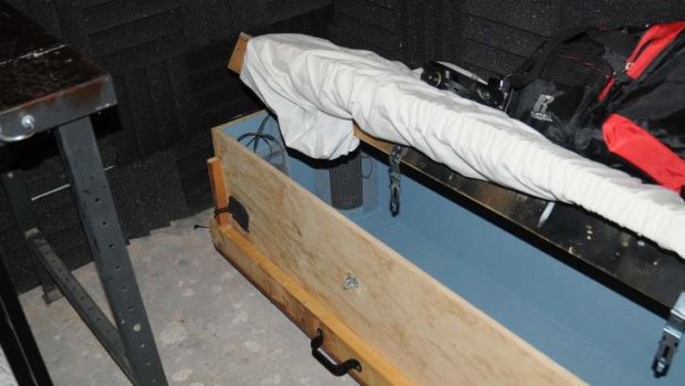 A child-sized homemade coffin found in the home of Geoffrey Portway.