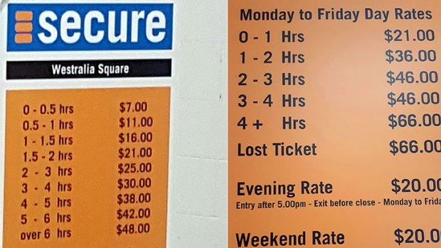 The hourly rate at the Westralia Square has almost doubled.