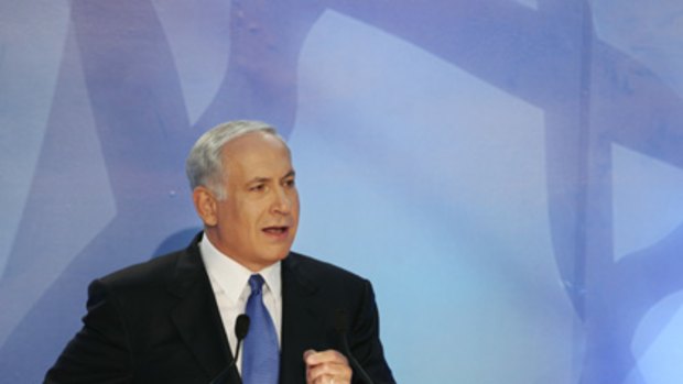 Israeli Prime Minister Benjamin Netanyahu delivers his highly anticipated foreign policy speech near Tel Aviv.